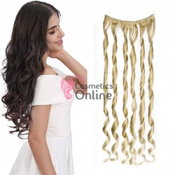 Extensie de par cu 3 Clips On delux simpla ondulata de 51 cm, Blond Mediu Mixt Ombre 39665